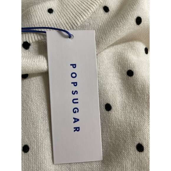 Popsugar White w/Black Polka Dots Long Sleeve Sweater Womens Size Large - Picture 8 of 10